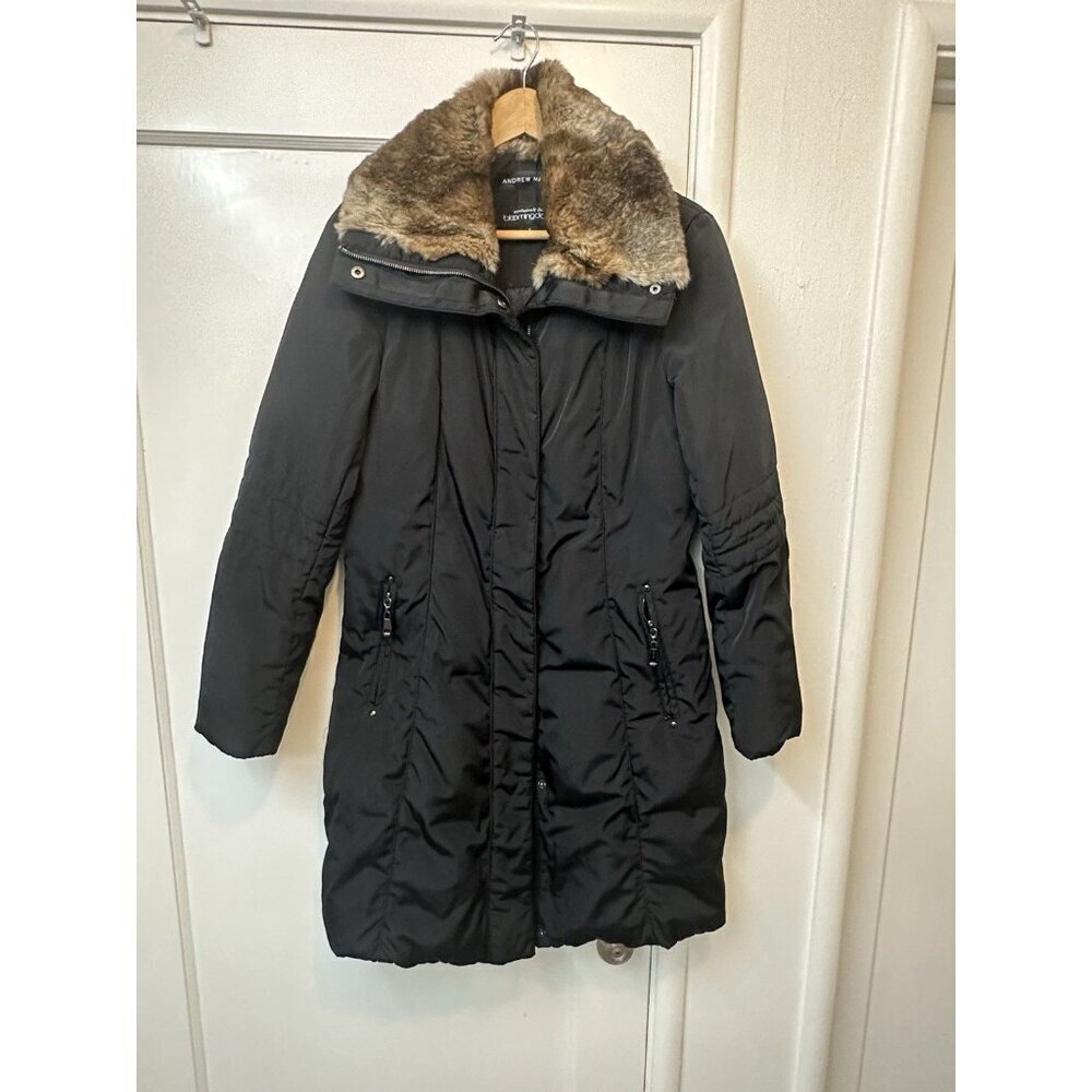 Andrew Marc Rabbit Fur‎ Collar Down Filled Parka Jacket Women’s S Bloomingdale’s